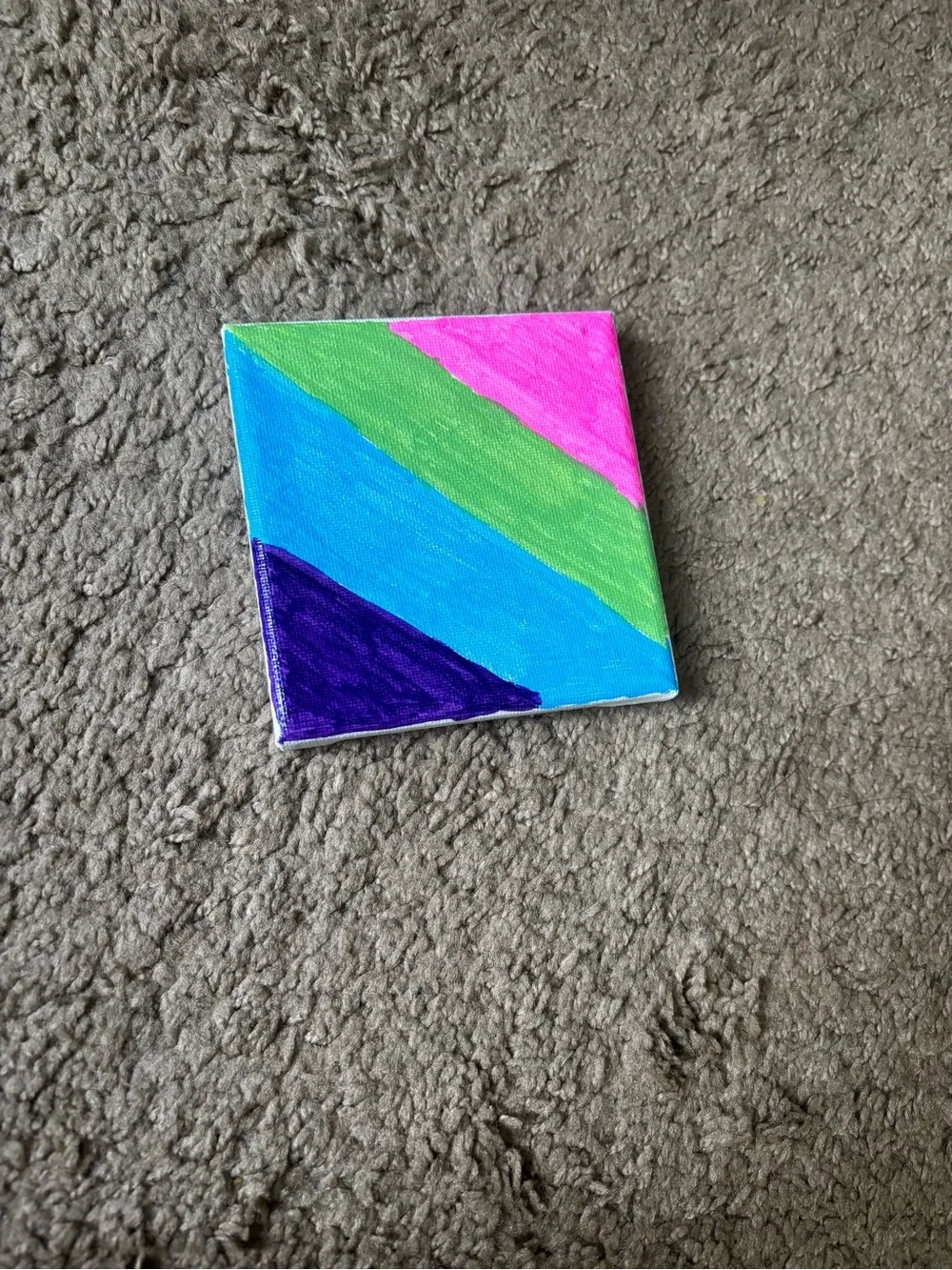 Hand-Painted Small Canvas Wall Art in Pink, Green, Blue, and Purple